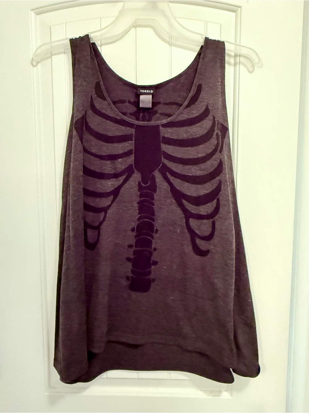 Torrid Charcoal Tank with Black Skeleton Print